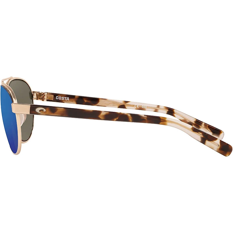 Fernandina Brushed Gold/Blue Mirror Polarized Glass Womens Sunglasses