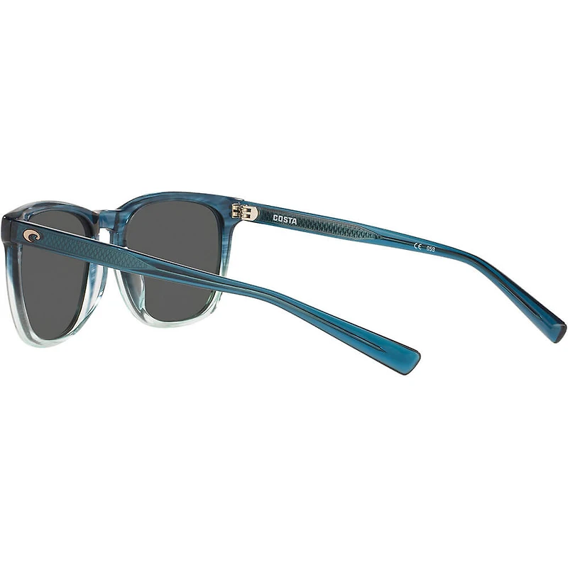 Sullivan Shiny Deep Teal Fade/Grey Silver Polarized Glass Mens Sunglasses