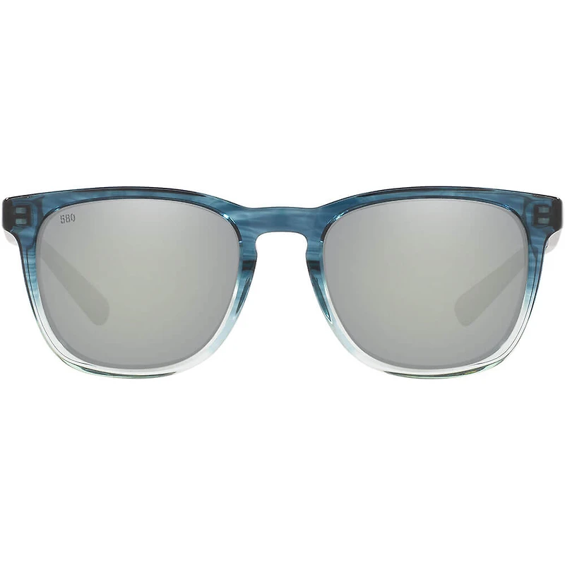 Sullivan Shiny Deep Teal Fade/Grey Silver Polarized Glass Mens Sunglasses