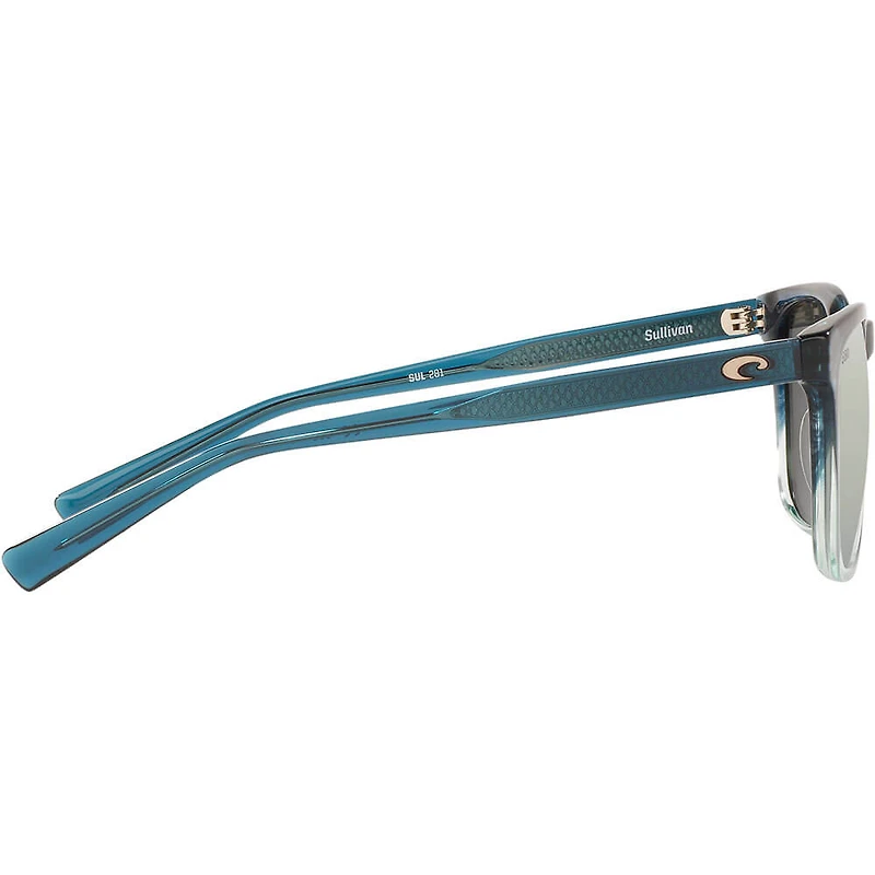 Sullivan Shiny Deep Teal Fade/Grey Silver Polarized Glass Mens Sunglasses