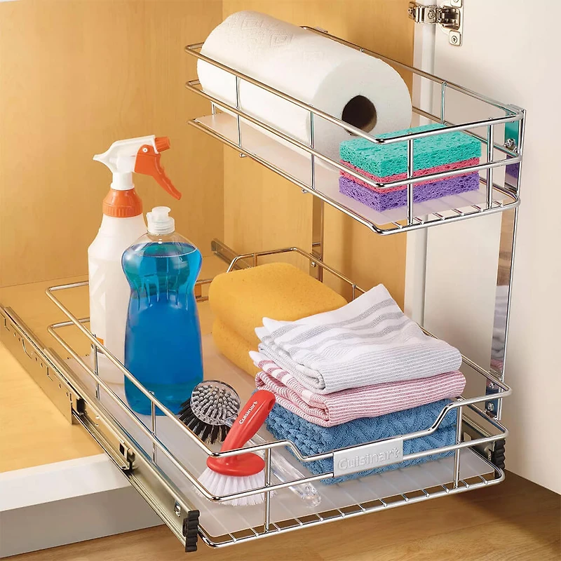 2-Tier Sliding Under Cabinet Organizer - Open Box