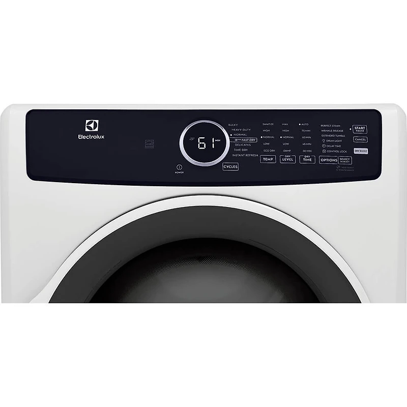 8.0 Cu. Ft. White Electric Steam Front Load Dryer