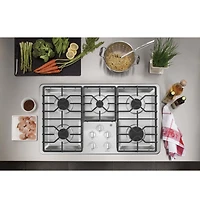 36 inch Stainless Built-In Gas Cooktop with Dishwasher-Safe Grates
