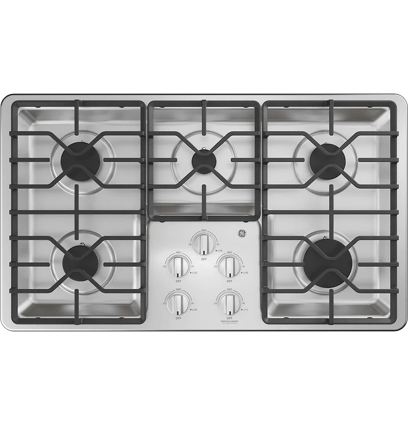 36 inch Stainless Built-In Gas Cooktop with Dishwasher-Safe Grates