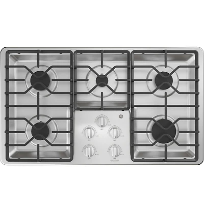 36 inch Stainless Built-In Gas Cooktop with Dishwasher-Safe Grates