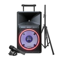 Bluetooth Party Speaker with Party Lights, Microphone, and Speaker Stand