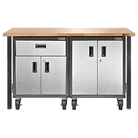 66-1/2 inch Wide Hardwood Modular Workbench - Hammered Granite 