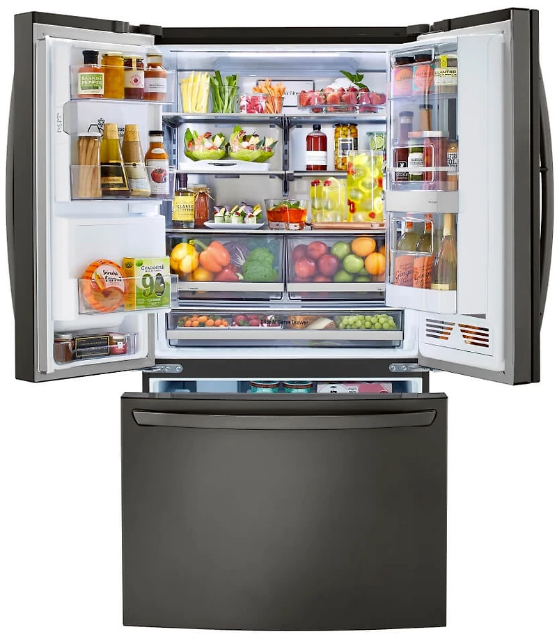 30 Cu. Ft. Black Stainless Smart French Door Refrigerator - OPEN BOX