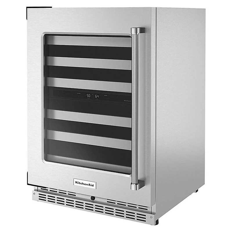 24 inch Undercounter Wine Cellar with Glass Door and Metal-Front Racks