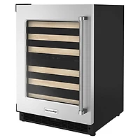 24 inch Undercounter Wine Cellar with Glass Door and Wood-Front Racks