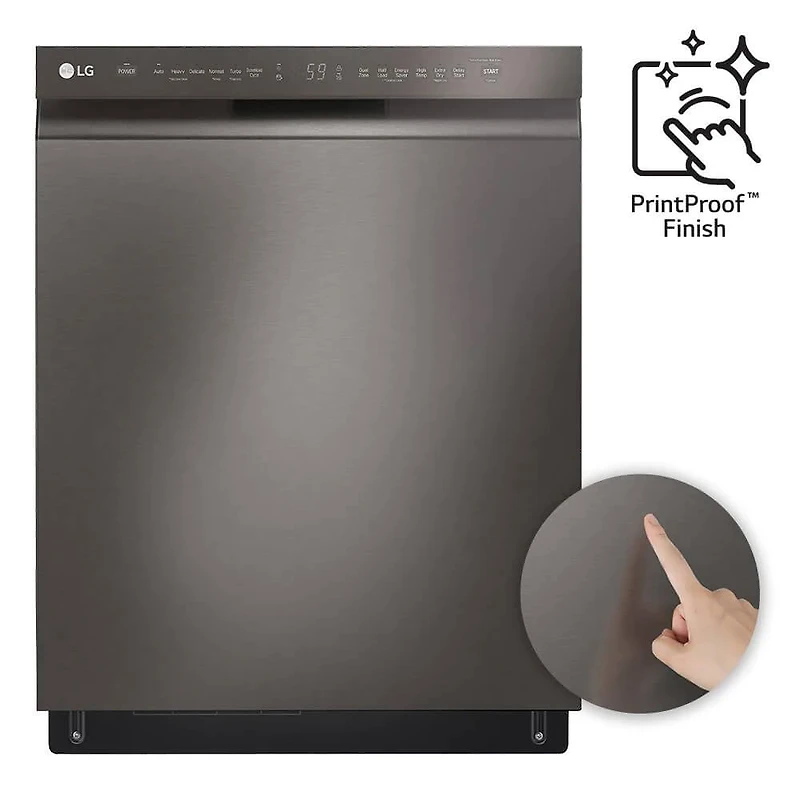 48 dBA Black Stainless Front Control Dishwasher with QuadWash™