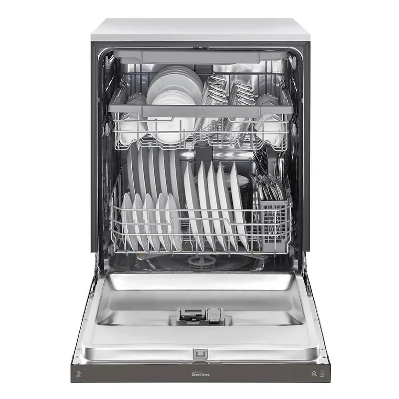 48 dBA Black Stainless Front Control Dishwasher with QuadWash™