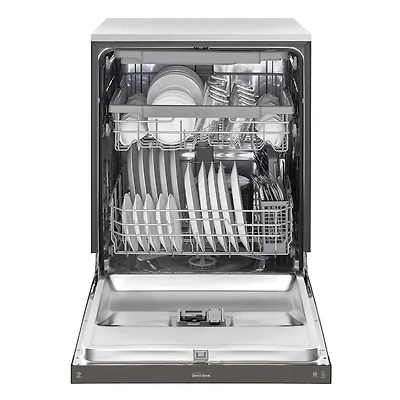 48 dBA Black Stainless Front Control Dishwasher with QuadWash™