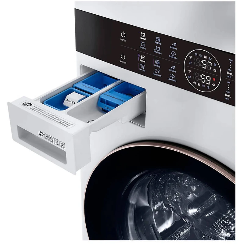 Front Load White Stacked Unit with 4.5 cu. ft. Washer & 7.4 cu. ft. Dryer