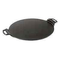 15 inch Seasoned Cast Iron Pizza Pan with Silicone Grips