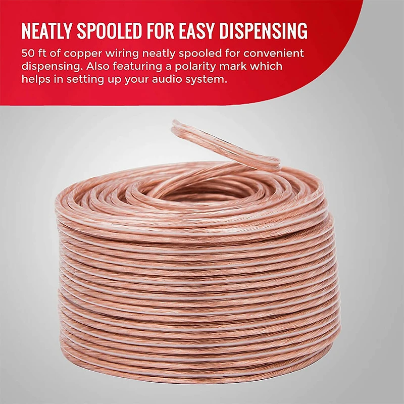 XP Speaker Wire Copper Cable Spool, 14 AWG, 50 ft