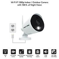 1080p AC Powered Wi-Fi IP Camera with Built-In Spotlights (1-pack)