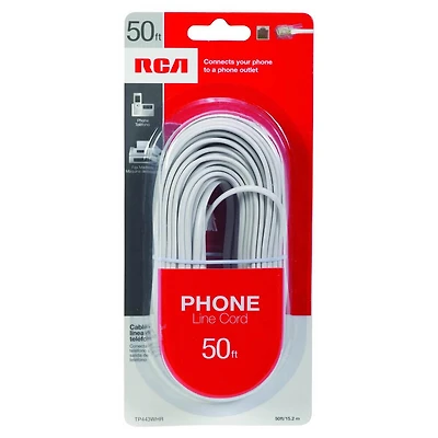 50 Ft White Phone Line Cord