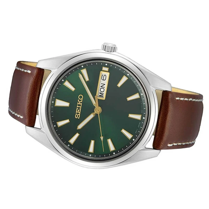 40mm Day-Date Quartz Watch with Vibrant Green Dial
