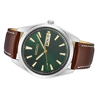 40mm Day-Date Quartz Watch with Vibrant Green Dial
