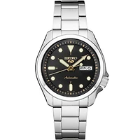 5 Sports 24-Jewel Stainless Steel Watch with Black Dial