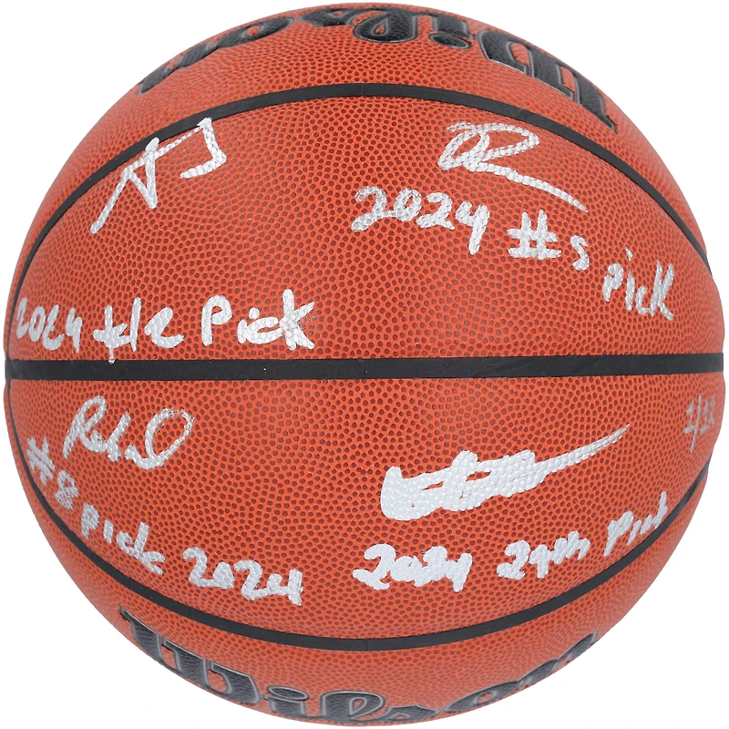 2024 NBA Draft Autographed Wilson Official Game Basketball Featuring Alexandre Sarr, Ron Holland II, Rob Dillingham & Isaiah Collier with "# Pick" Inscriptions - Limited Edition #1/12