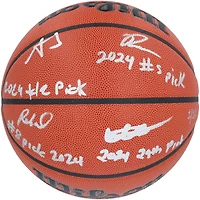 2024 NBA Draft Autographed Wilson Official Game Basketball Featuring Alexandre Sarr, Ron Holland II, Rob Dillingham & Isaiah Collier with "# Pick" Inscriptions - Limited Edition #1/12