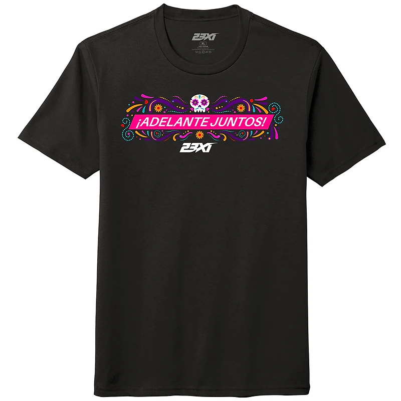 Men's 23XI Racing Black Adelante Juntos Mexico City Race Tri-Blend T-Shirt