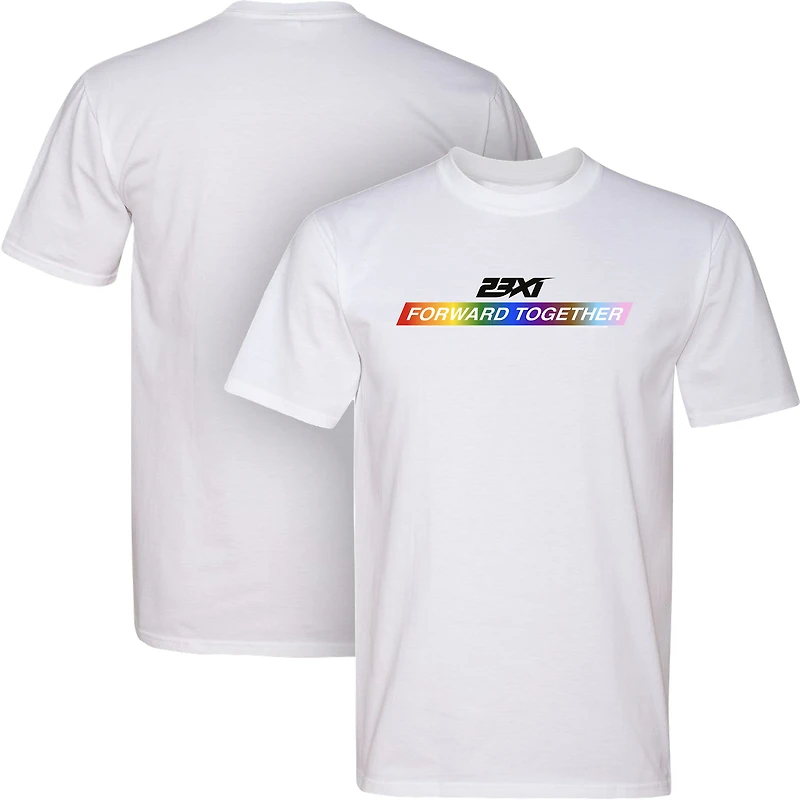 Men's 23XI Racing White Forward Together Pride Tri-Blend T-Shirt