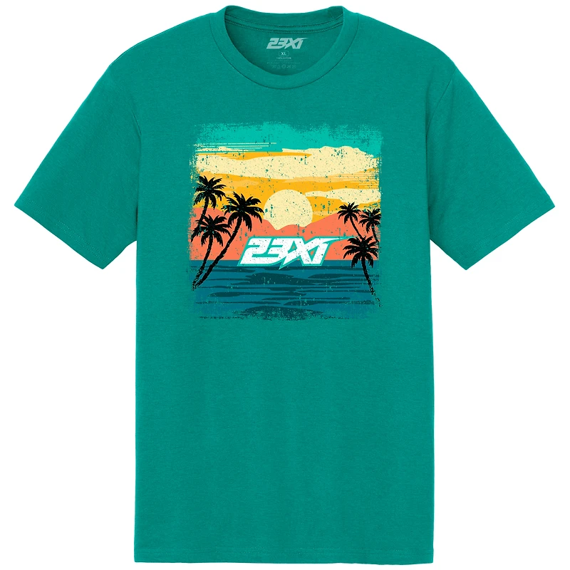Men's Classic Ink Teal 23XI Racing Sunset Lifestyle T-Shirt