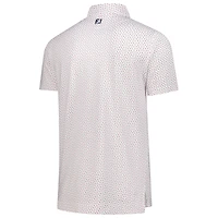 Men's FootJoy White 3M Open ProDry Bounce Print Stretch Pique Polo