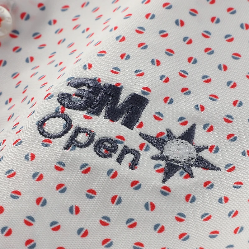 Men's FootJoy White 3M Open ProDry Bounce Print Stretch Pique Polo