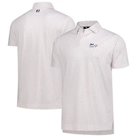 Men's FootJoy White 3M Open ProDry Bounce Print Stretch Pique Polo