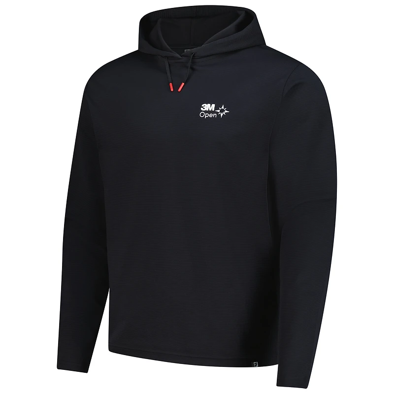 Sweat à capuche en jacquard ottoman ouvert FootJoy noir 3M pour homme