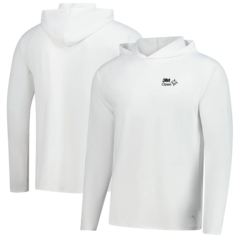 Sweat à capuche raglan blanc Puma 3M Open You-V Brrr pour homme