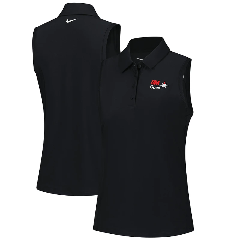 Women's Nike  Black 3M Open Victory Performance Sleeveless Polo