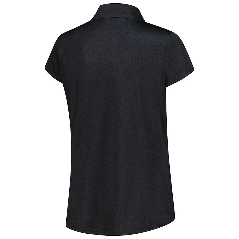 Polo imprimé à manches courtes ouvert FootJoy noir 3M pour femme