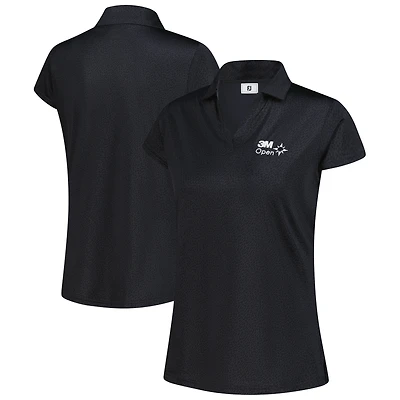 Polo imprimé à manches courtes ouvert FootJoy noir 3M pour femme