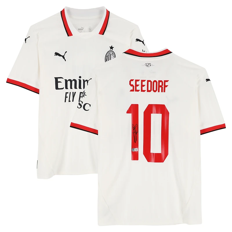 Clarence Seedorf AC Milan Autographed 2024-25 White Away Puma Jersey - BAS