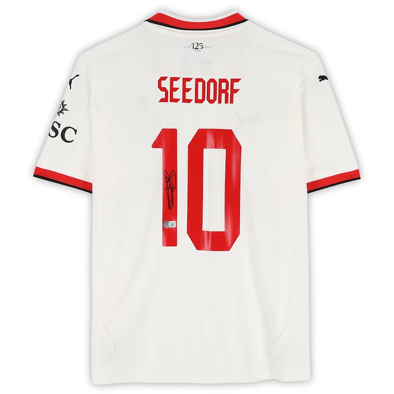 Clarence Seedorf AC Milan Autographed 2024-25 White Away Puma Jersey - BAS