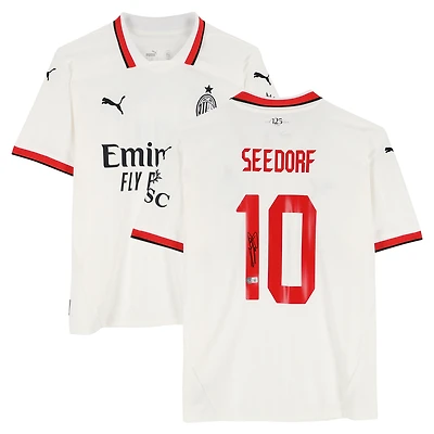 Clarence Seedorf AC Milan Autographed 2024-25 White Away Puma Jersey - BAS