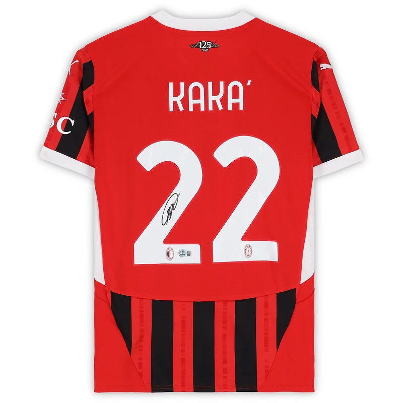 Maillot domicile moderne rouge et noir autographié de Kaká (AC Milan) par Puma Modern