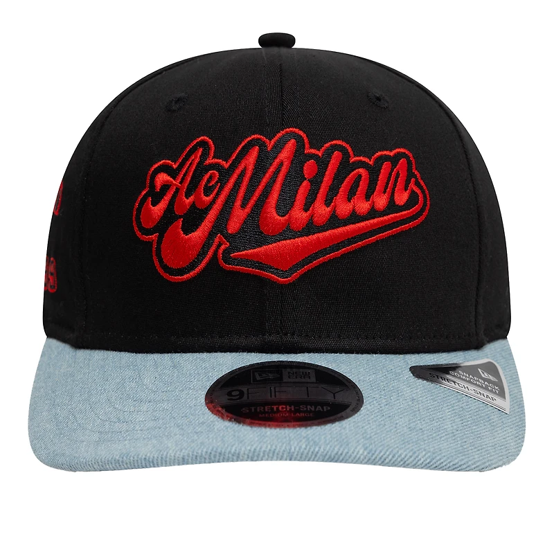 Men's New Era Black/Denim AC Milan 9FIFTY Stretch-Snap Adjustable Hat