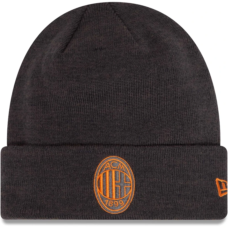 Bonnet en tricot à revers de couleur saisonnière AC Milan New Era noir pour hommes