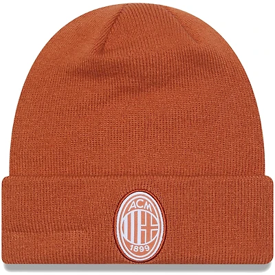Bonnet en tricot à revers saisonnier AC Milan New Era orange pour homme