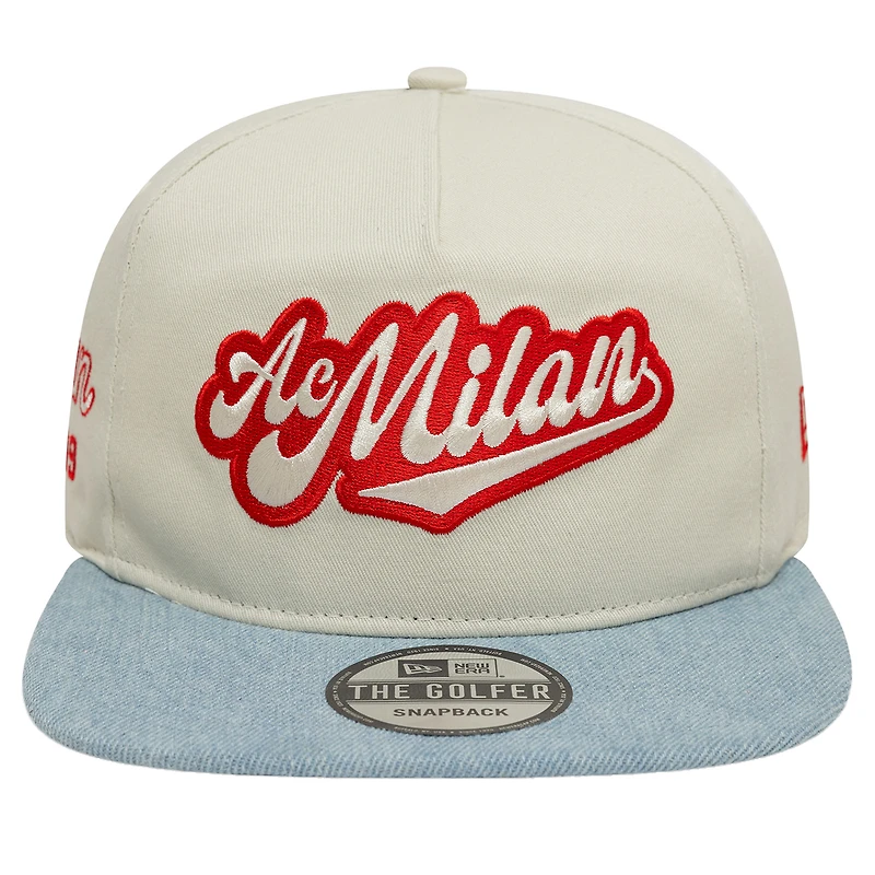 Men's New Era Tan AC Milan Denim Golfer Snapback Hat