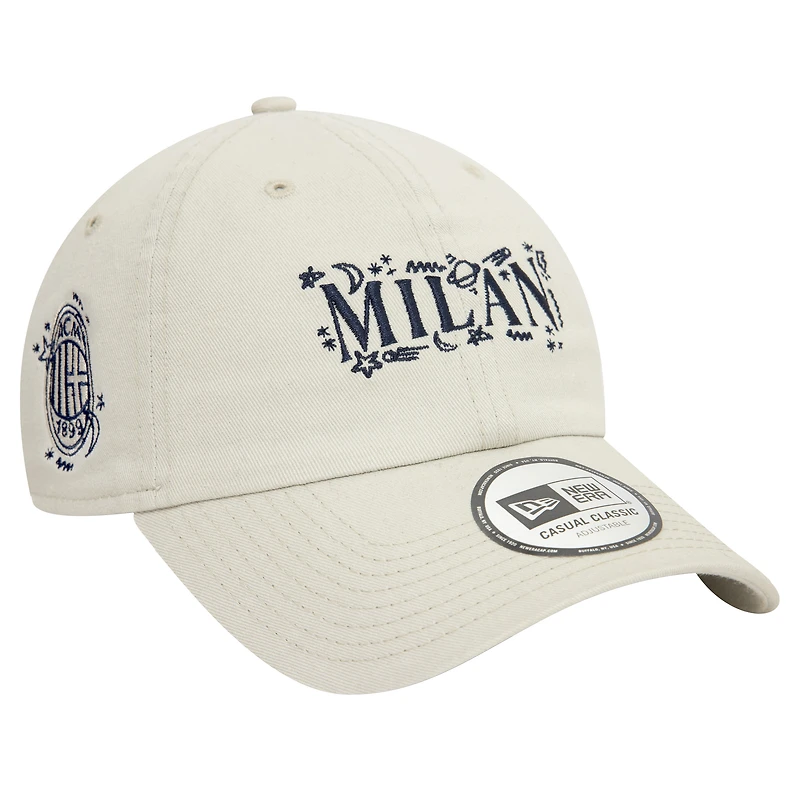 Men's New Era Tan AC Milan Scribble 9TWENTY Adjustable Hat