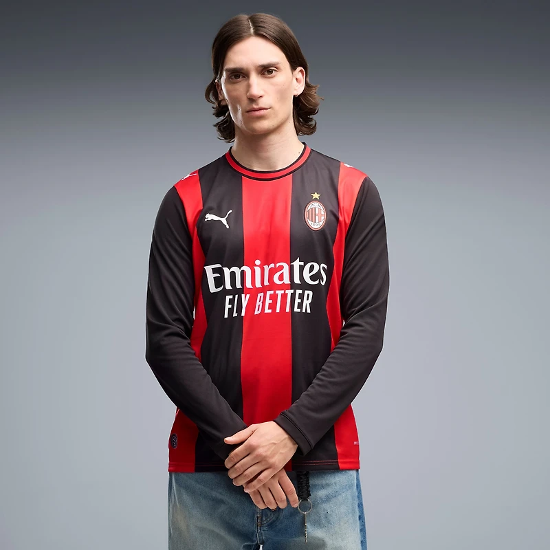 Men's Puma  Black/Red AC Milan 2026/27 Home Replica Long Sleeve Jersey