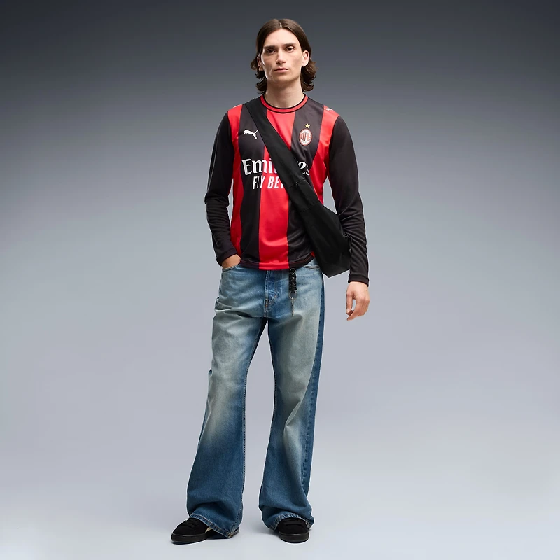 Men's Puma  Black/Red AC Milan 2026/27 Home Replica Long Sleeve Jersey