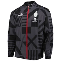 Puma Veste d'entraînement d'avant-match raglan entièrement zippée pour homme de l'AC Milan, noire